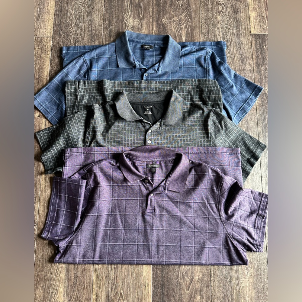 Van Heusen Men's Polo Shirt Collection, 3 - Purple, Gray, Blue size XL